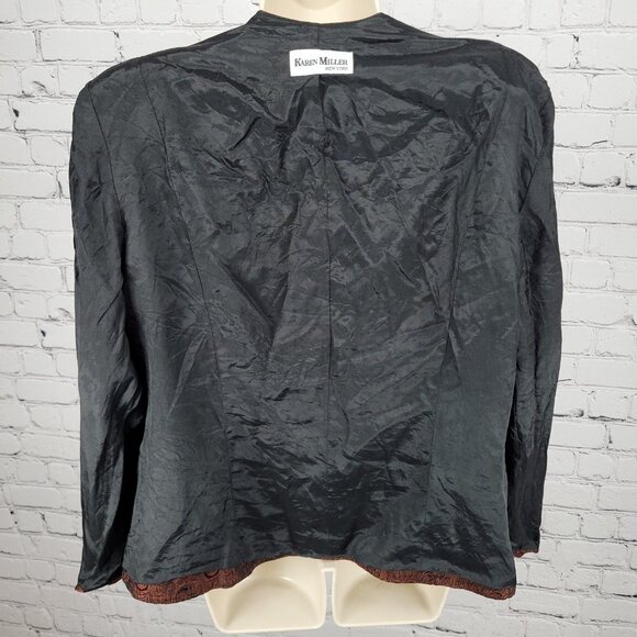 VTG Karen Miller Red & Gold Metallic Brocade Open Lined Jacket USA Made Size 16 - Picture 7 of 14